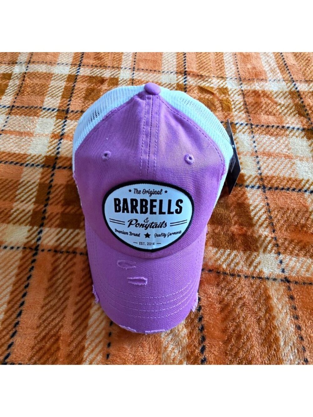 KBETHOS Barbells & Ponytails Trucker Ponytail Cap Lila/White Mesh One Size